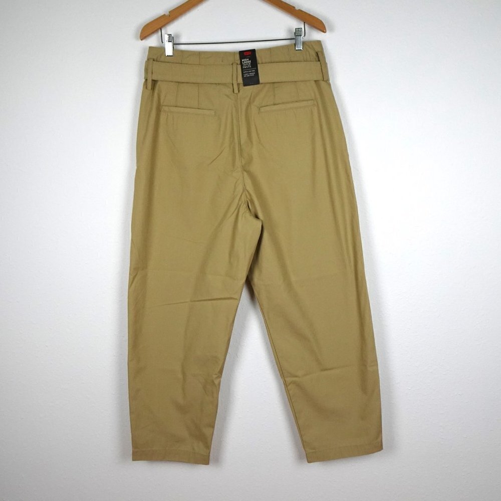 Levi's Wide Leg Pants Women's Size 32x28 Brown Twill Belted High Loose Taper - Picture 4 of 10